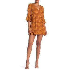 Kenedik Floral Jacquard Faux Wrap Dress